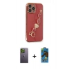 MARSİLYAN™- iPhone 13 Pro Max Kılıf Nova Işık Prime - Siyah 18D Cam Ekran Koruyucu + Neon Fosforlu Kamera Lens - YL
