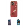 MARSİLYAN™- iPhone 13 Pro Max Kılıf Nova Işık Prime - Siyah 18D Cam Ekran Koruyucu + Neon Fosforlu Kamera Lens - MI