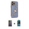MARSİLYAN™- iPhone 13 Pro Max Kılıf Nova Işık Prime - Siyah 18D Cam Ekran Koruyucu + Neon Fosforlu Kamera Lens - YL