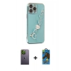 MARSİLYAN™- iPhone 13 Pro Max Kılıf Nova Işık Prime - Siyah 18D Cam Ekran Koruyucu + Neon Fosforlu Kamera Lens - YL