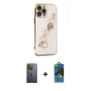 MARSİLYAN™- iPhone 13 Pro Max Kılıf Nova Işık Prime - Siyah 18D Cam Ekran Koruyucu + Neon Fosforlu Kamera Lens - YL