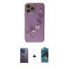 MARSİLYAN™- iPhone 13 Pro Max Kılıf Nova Işık Prime - Siyah 18D Cam Ekran Koruyucu + Neon Fosforlu Kamera Lens - MI