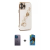 MARSİLYAN™- iPhone 13 Pro Max Kılıf Nova Işık Prime - Siyah 18D Cam Ekran Koruyucu + Neon Fosforlu Kamera Lens - MI