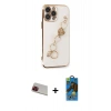 MARSİLYAN™- iPhone 13 Pro Max Kılıf Nova Işık Prime - Siyah 18D Cam Ekran Koruyucu + Rainbow Kamera Lens Koruma Cam - KI