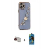 MARSİLYAN™- iPhone 13 Pro Max Kılıf Nova Işık Prime - Siyah 18D Cam Ekran Koruyucu + Rainbow Kamera Lens Koruma Cam - KI