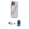 MARSİLYAN™- iPhone 13 Pro Max Kılıf Nova Işık Prime - Siyah 18D Cam Ekran Koruyucu + Rainbow Kamera Lens Koruma Cam - MR
