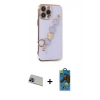 MARSİLYAN™- iPhone 13 Pro Max Kılıf Nova Işık Prime - Siyah 18D Cam Ekran Koruyucu + Rainbow Kamera Lens Koruma Cam - MI