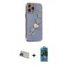 MARSİLYAN™- iPhone 13 Pro Max Kılıf Nova Işık Prime - Siyah 18D Cam Ekran Koruyucu + Rainbow Kamera Lens Koruma Cam - MI