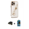 MARSİLYAN™- iPhone 13 Pro Max Kılıf Nova Işık Prime - Siyah 18D Cam Ekran Koruyucu + Raze Metal Kamera Lens - GD