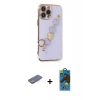 MARSİLYAN™- iPhone 13 Pro Max Kılıf Nova Işık Prime - Siyah 18D Cam Ekran Koruyucu + Renkli Kamera Lens Koruma Cam - MI