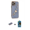 MARSİLYAN™- iPhone 13 Pro Max Kılıf Nova Işık Prime - Siyah 18D Cam Ekran Koruyucu + Renkli Kamera Lens Koruma Cam - TU