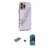 MARSİLYAN™- iPhone 13 Pro Max Kılıf Nova Işık Prime - Siyah 18D Cam Ekran Koruyucu + Renkli Kamera Lens Koruma Cam - SI