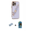 MARSİLYAN™- iPhone 13 Pro Max Kılıf Nova Işık Prime - Siyah 18D Cam Ekran Koruyucu + Shine Kamera Lens Koruma Cam - MI