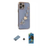 MARSİLYAN™- iPhone 13 Pro Max Kılıf Nova Işık Prime - Siyah 18D Cam Ekran Koruyucu + Shine Kamera Lens Koruma Cam - GI