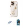MARSİLYAN™- iPhone 13 Pro Max Kılıf Nova Işık Prime - Siyah 18D Cam Ekran Koruyucu + Shine Kamera Lens Koruma Cam - MI