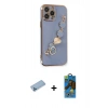 MARSİLYAN™- iPhone 13 Pro Max Kılıf Nova Işık Prime - Siyah 18D Cam Ekran Koruyucu + Shine Kamera Lens Koruma Cam - MI