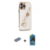 MARSİLYAN™- iPhone 13 Pro Max Kılıf Nova Işık Prime - Siyah 18D Cam Ekran Koruyucu + Yeşil Renkli Kamera Lens Koruma Cam