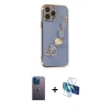 MARSİLYAN™- iPhone 13 Pro Max Kılıf Nova Işık Prime - Siyah 3D Antistatik Cam Ekran Koruyucu + Neon Fosforlu Kamera Lens - MI