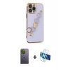 MARSİLYAN™- iPhone 13 Pro Max Kılıf Nova Işık Prime - Siyah 3D Antistatik Cam Ekran Koruyucu + Neon Fosforlu Kamera Lens - YL