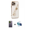 MARSİLYAN™- iPhone 13 Pro Max Kılıf Nova Işık Prime - Siyah 3D Antistatik Cam Ekran Koruyucu + Neon Fosforlu Kamera Lens - YL