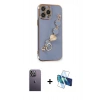 MARSİLYAN™- iPhone 13 Pro Max Kılıf Nova Işık Prime - Siyah 3D Antistatik Cam Ekran Koruyucu + Neon Fosforlu Kamera Lens - BZ