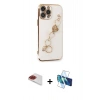 MARSİLYAN™- iPhone 13 Pro Max Kılıf Nova Işık Prime - Siyah 3D Antistatik Cam Ekran Koruyucu + Pers Alüminyum Kamera Lens - KI