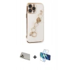 MARSİLYAN™- iPhone 13 Pro Max Kılıf Nova Işık Prime - Siyah 3D Antistatik Cam Ekran Koruyucu + Rainbow Kamera Lens Koruma Cam - REGD