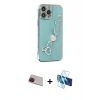 MARSİLYAN™- iPhone 13 Pro Max Kılıf Nova Işık Prime - Siyah 3D Antistatik Cam Ekran Koruyucu + Rainbow Kamera Lens Koruma Cam - KI
