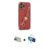 MARSİLYAN™- iPhone 13 Pro Max Kılıf Nova Işık Prime - Siyah 3D Antistatik Cam Ekran Koruyucu + Rainbow Kamera Lens Koruma Cam - MR