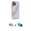 MARSİLYAN™- iPhone 13 Pro Max Kılıf Nova Işık Prime - Siyah 3D Antistatik Cam Ekran Koruyucu + Rainbow Kamera Lens Koruma Cam - REGD