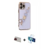 MARSİLYAN™- iPhone 13 Pro Max Kılıf Nova Işık Prime - Siyah 3D Antistatik Cam Ekran Koruyucu + Rainbow Kamera Lens Koruma Cam - KI
