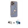 MARSİLYAN™- iPhone 13 Pro Max Kılıf Nova Işık Prime - Siyah 3D Antistatik Cam Ekran Koruyucu + Rainbow Kamera Lens Koruma Cam - KI
