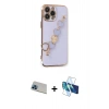 MARSİLYAN™- iPhone 13 Pro Max Kılıf Nova Işık Prime - Siyah 3D Antistatik Cam Ekran Koruyucu + Rainbow Kamera Lens Koruma Cam - MI