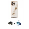 MARSİLYAN™- iPhone 13 Pro Max Kılıf Nova Işık Prime - Siyah 3D Antistatik Cam Ekran Koruyucu + Raze Metal Kamera Lens - GD