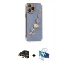 MARSİLYAN™- iPhone 13 Pro Max Kılıf Nova Işık Prime - Siyah 3D Antistatik Cam Ekran Koruyucu + Raze Metal Kamera Lens - GD
