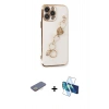 MARSİLYAN™- iPhone 13 Pro Max Kılıf Nova Işık Prime - Siyah 3D Antistatik Cam Ekran Koruyucu + Renkli Kamera Lens Koruma Cam - SI