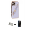 MARSİLYAN™- iPhone 13 Pro Max Kılıf Nova Işık Prime - Siyah 3D Antistatik Hayalet Cam Ekran Koruyucu + Rainbow Kamera Lens Koruma Cam - BZ