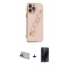 MARSİLYAN™- iPhone 13 Pro Max Kılıf Nova Işık Prime - Siyah 3D Antistatik Hayalet Cam Ekran Koruyucu + Rainbow Kamera Lens Koruma Cam - BZ