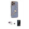 MARSİLYAN™- iPhone 13 Pro Max Kılıf Nova Işık Prime - Siyah 3D Antistatik Hayalet Cam Ekran Koruyucu + Pers Alüminyum Kamera Lens - GI