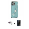 MARSİLYAN™- iPhone 13 Pro Max Kılıf Nova Işık Prime - Siyah 3D Antistatik Hayalet Cam Ekran Koruyucu + Pers Alüminyum Kamera Lens - GI