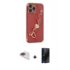 MARSİLYAN™- iPhone 13 Pro Max Kılıf Nova Işık Prime - Siyah 3D Antistatik Hayalet Cam Ekran Koruyucu + Pers Alüminyum Kamera Lens - GI