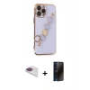 MARSİLYAN™- iPhone 13 Pro Max Kılıf Nova Işık Prime - Siyah 3D Antistatik Hayalet Cam Ekran Koruyucu + Pers Alüminyum Kamera Lens - GI