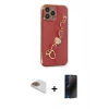 MARSİLYAN™- iPhone 13 Pro Max Kılıf Nova Işık Prime - Siyah 3D Antistatik Hayalet Cam Ekran Koruyucu + Pers Alüminyum Kamera Lens - GD
