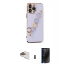 MARSİLYAN™- iPhone 13 Pro Max Kılıf Nova Işık Prime - Siyah 3D Antistatik Hayalet Cam Ekran Koruyucu + Pers Alüminyum Kamera Lens - GD