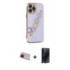 MARSİLYAN™- iPhone 13 Pro Max Kılıf Nova Işık Prime - Siyah 3D Antistatik Hayalet Cam Ekran Koruyucu + Rainbow Kamera Lens Koruma Cam - KI