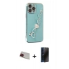 MARSİLYAN™- iPhone 13 Pro Max Kılıf Nova Işık Prime - Siyah 3D Antistatik Hayalet Cam Ekran Koruyucu + Rainbow Kamera Lens Koruma Cam - KI