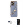 MARSİLYAN™- iPhone 13 Pro Max Kılıf Nova Işık Prime - Siyah 3D Antistatik Hayalet Cam Ekran Koruyucu + Pers Alüminyum Kamera Lens - LT