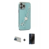MARSİLYAN™- iPhone 13 Pro Max Kılıf Nova Işık Prime - Siyah 3D Antistatik Hayalet Cam Ekran Koruyucu + Rainbow Kamera Lens Koruma Cam - MI
