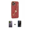MARSİLYAN™- iPhone 13 Pro Max Kılıf Nova Işık Prime - Siyah 3D Antistatik Hayalet Cam Ekran Koruyucu + Neon Fosforlu Kamera Lens - YL