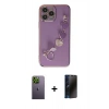 MARSİLYAN™- iPhone 13 Pro Max Kılıf Nova Işık Prime - Siyah 3D Antistatik Hayalet Cam Ekran Koruyucu + Neon Fosforlu Kamera Lens - YL